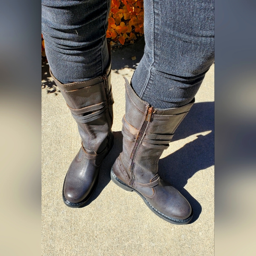 Harely-Davidson Womens Cyndie 14-inch slate motorcycle boots. D83660